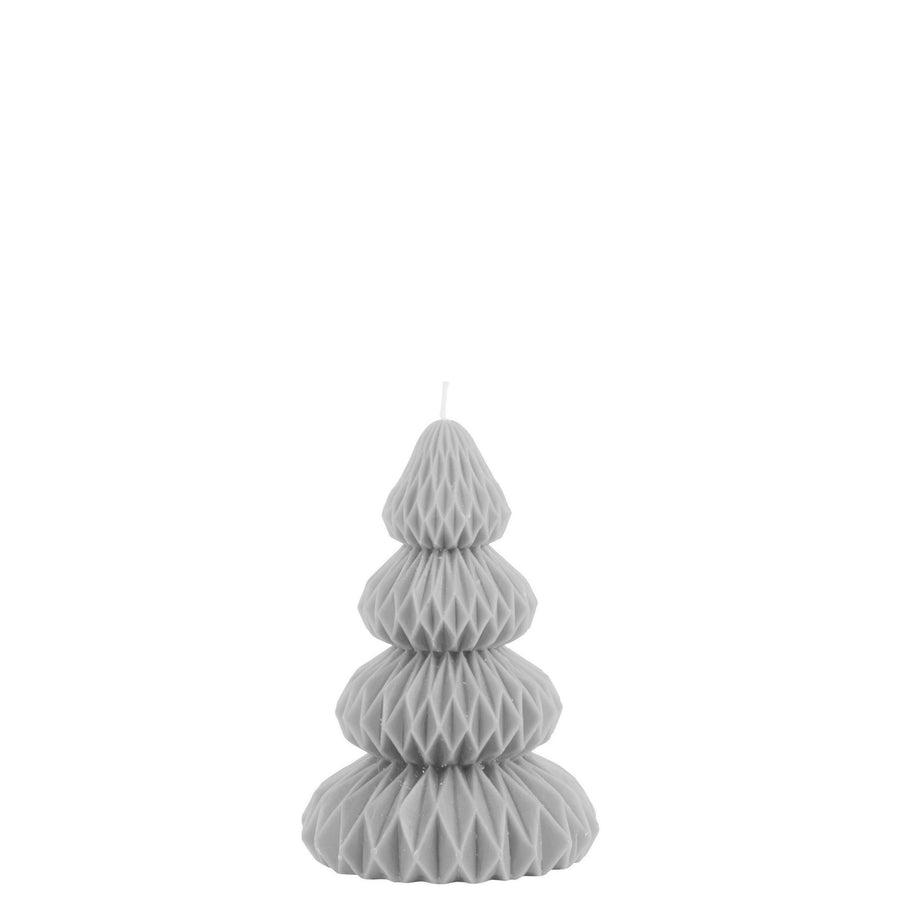 GREY SCANDI GEOMETRIC CHRISTMAS TREE CANDLE